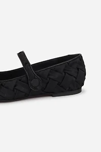 Intentionally Blank Ribbons Satin Braided Mary Jane Flat