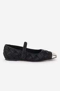 Intentionally Blank Ribbons Satin Braided Mary Jane Flat