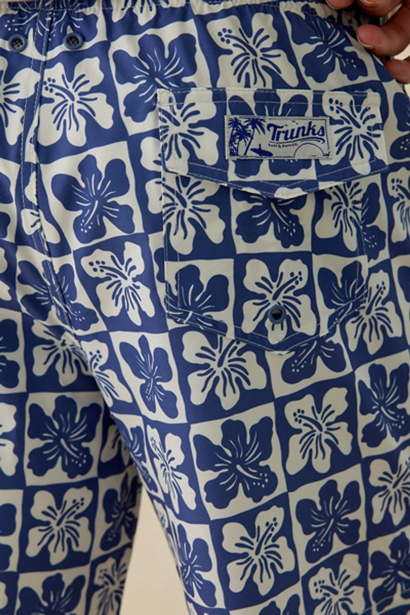 Sano Checkerboard Flower 6.5” Swim Trunks