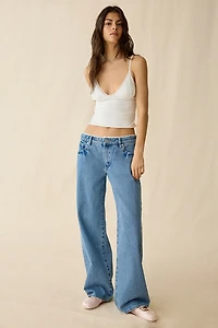 Abrand 99 Lace Trim Low-Rise Baggy Jean