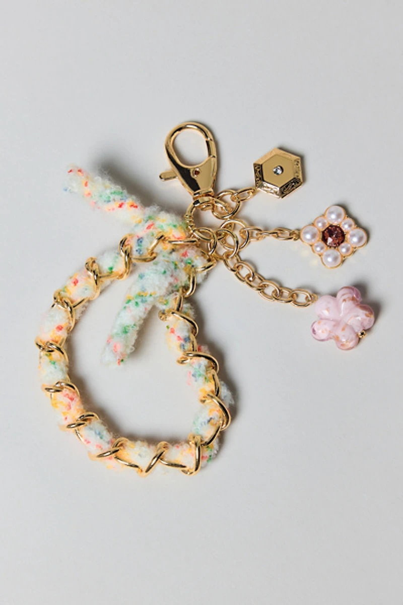 Fuzzy Floral Charm Keychain