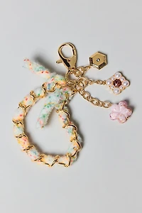 Fuzzy Floral Charm Keychain