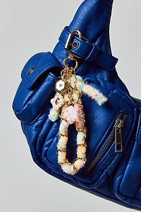 Fuzzy Floral Charm Keychain