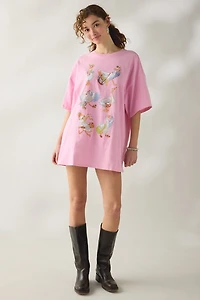 Sweet Springtime Graphic Oversized T-Shirt Dress