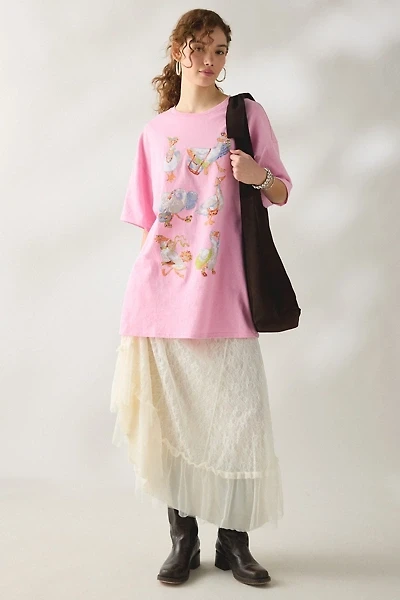 Sweet Springtime Graphic Oversized T-Shirt Dress