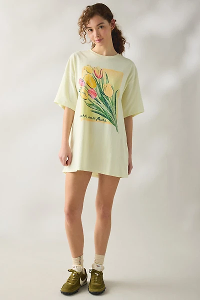 Sweet Springtime Graphic Oversized T-Shirt Dress