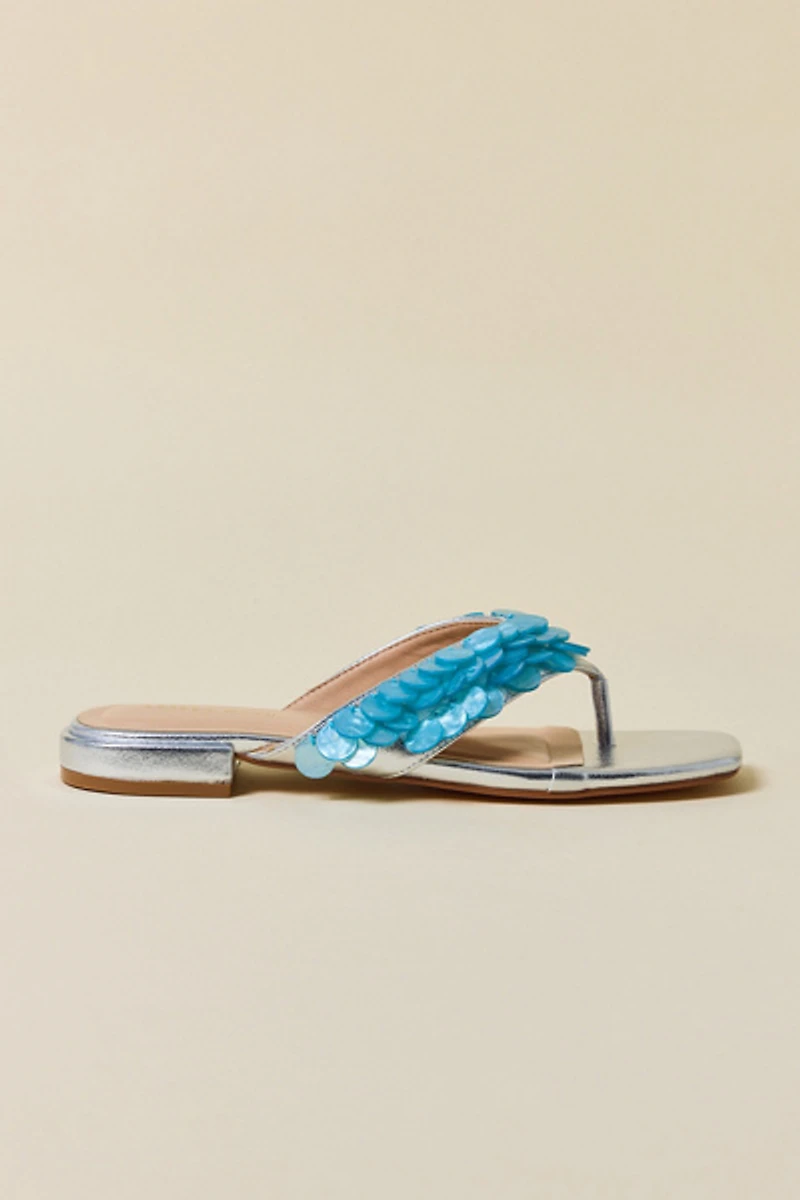 Azalea Wang Pearlia Paillette Thong Sandals