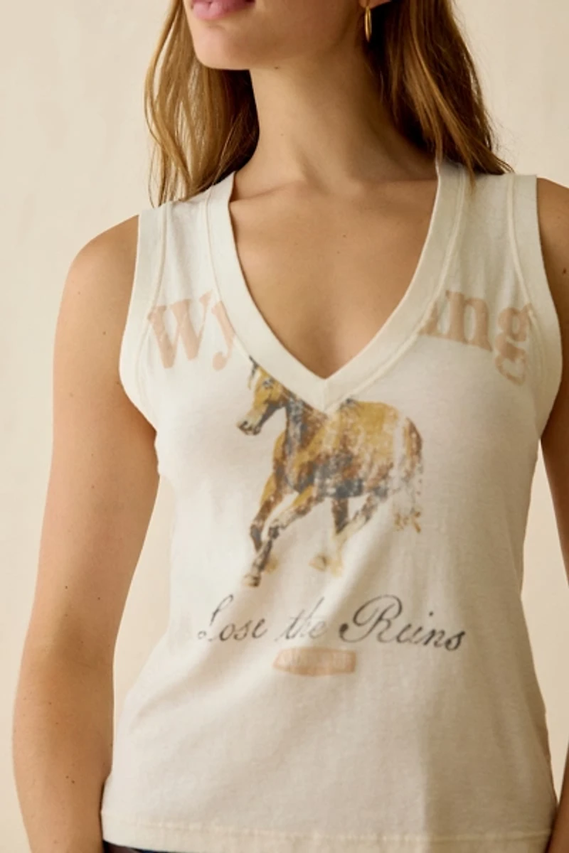 BDG Wyoming Graphic V-Neck Sleeveless Spill The Tee