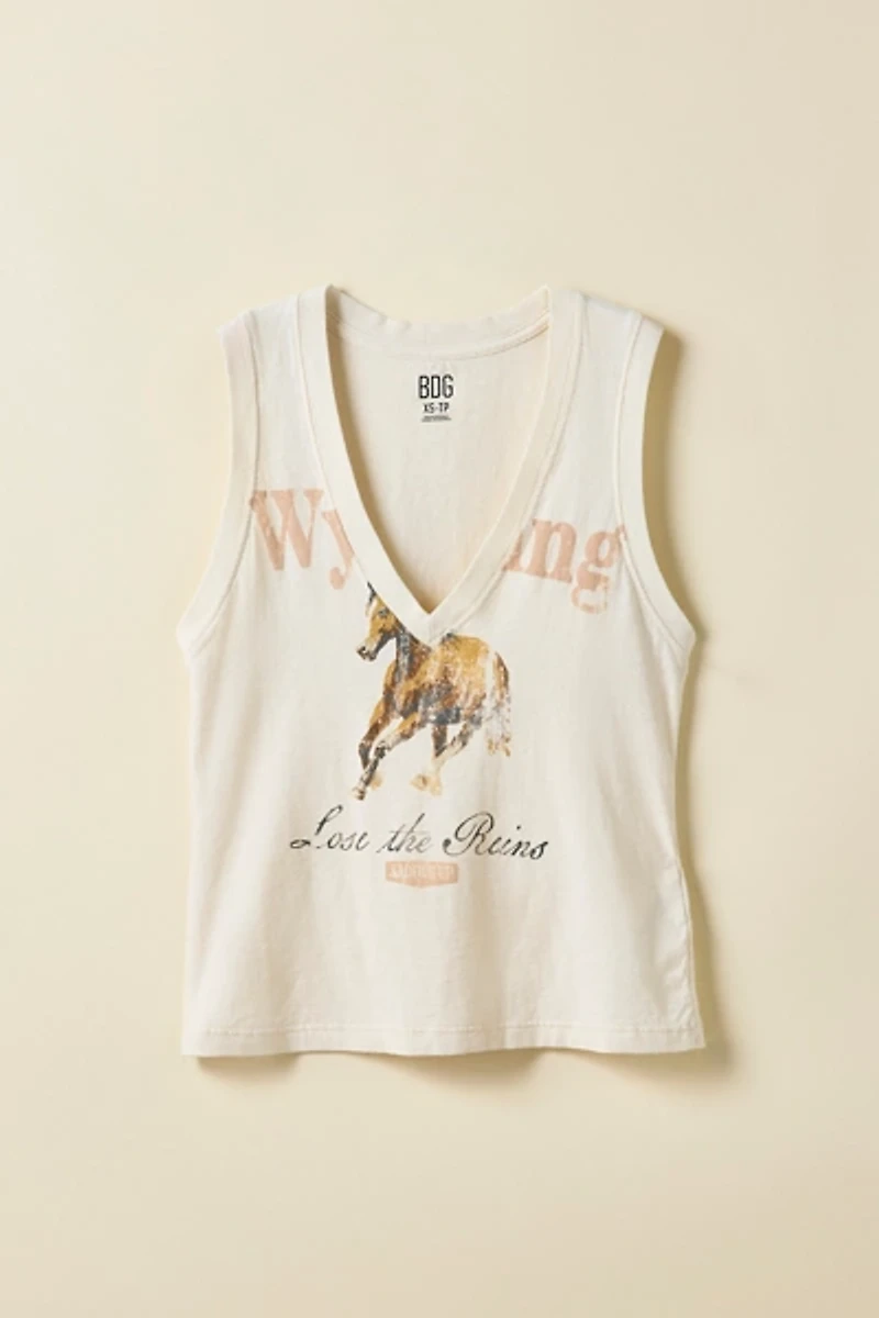BDG Wyoming Graphic V-Neck Sleeveless Spill The Tee