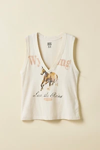 BDG Wyoming Graphic V-Neck Sleeveless Spill The Tee