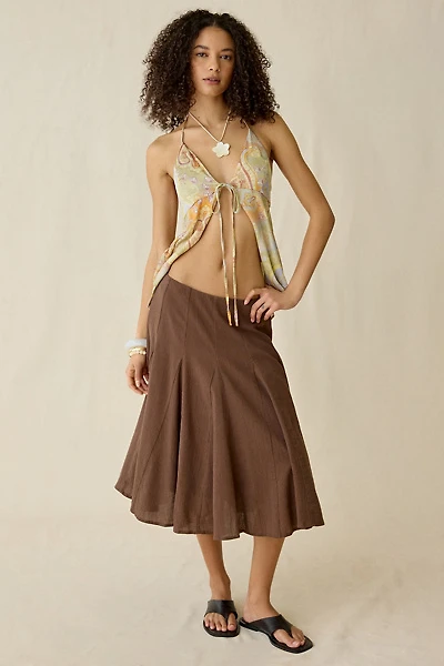 Kimchi Blue Lorelai Textured Cotton Midi Skirt