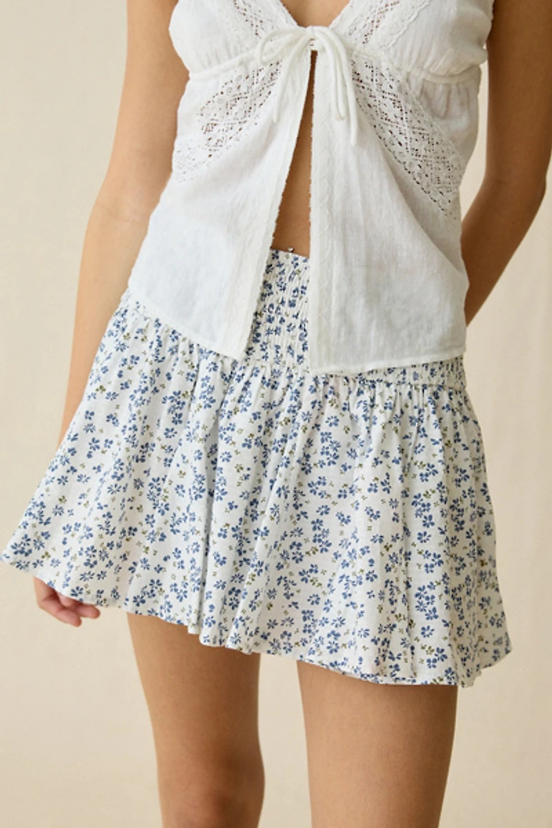 Kimchi Blue Madeleine Smocked Cotton Mini Skirt