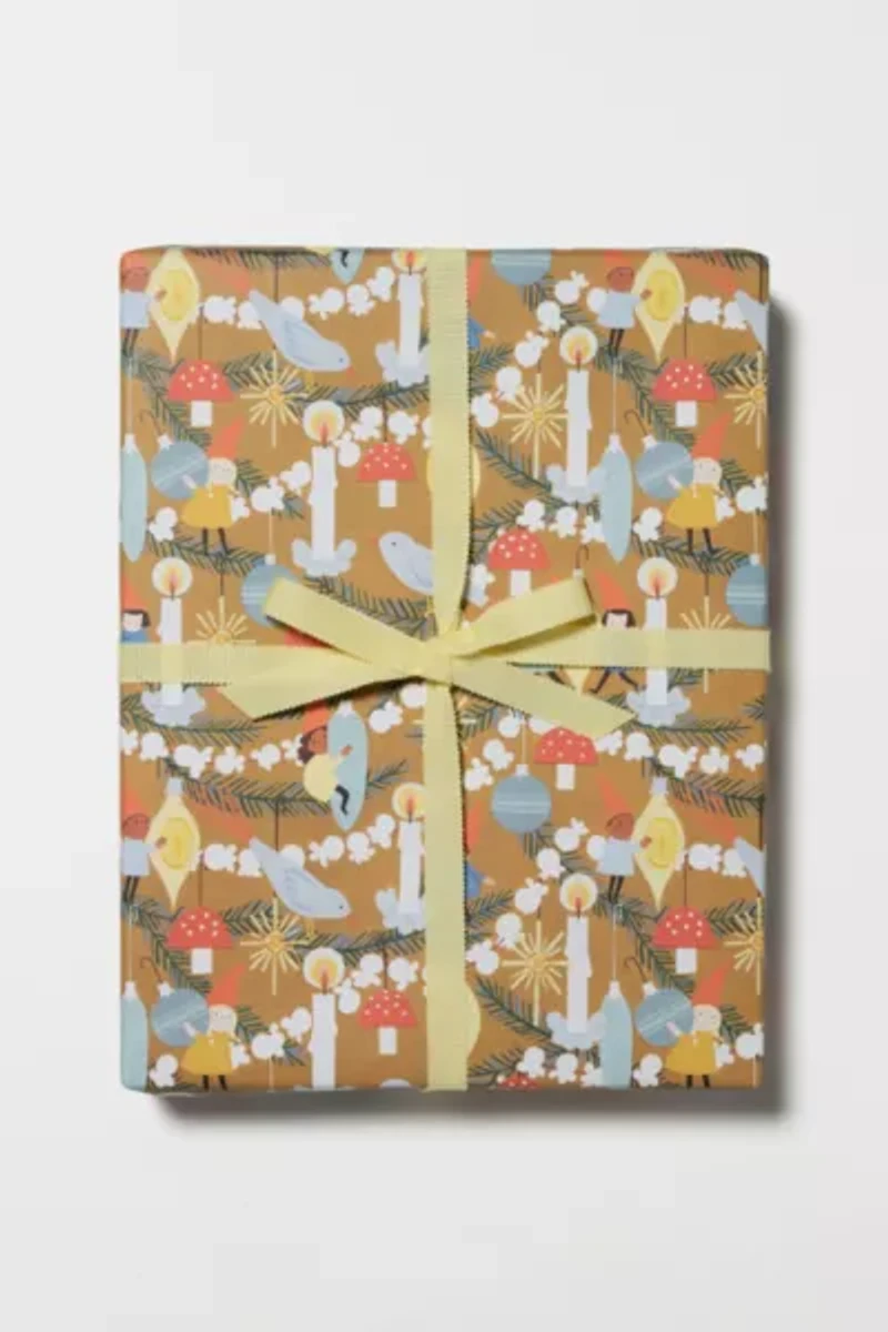 Red Cap Christmas Elves Wrapping Paper