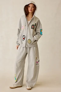 Peanuts UO Exclusive Dusty Patch Graphic Oversized Zip-Up Hoodie Sweatshirt