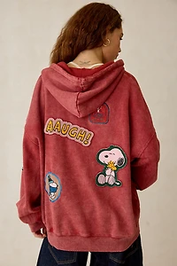 Peanuts UO Exclusive Dusty Patch Graphic Oversized Zip-Up Hoodie Sweatshirt