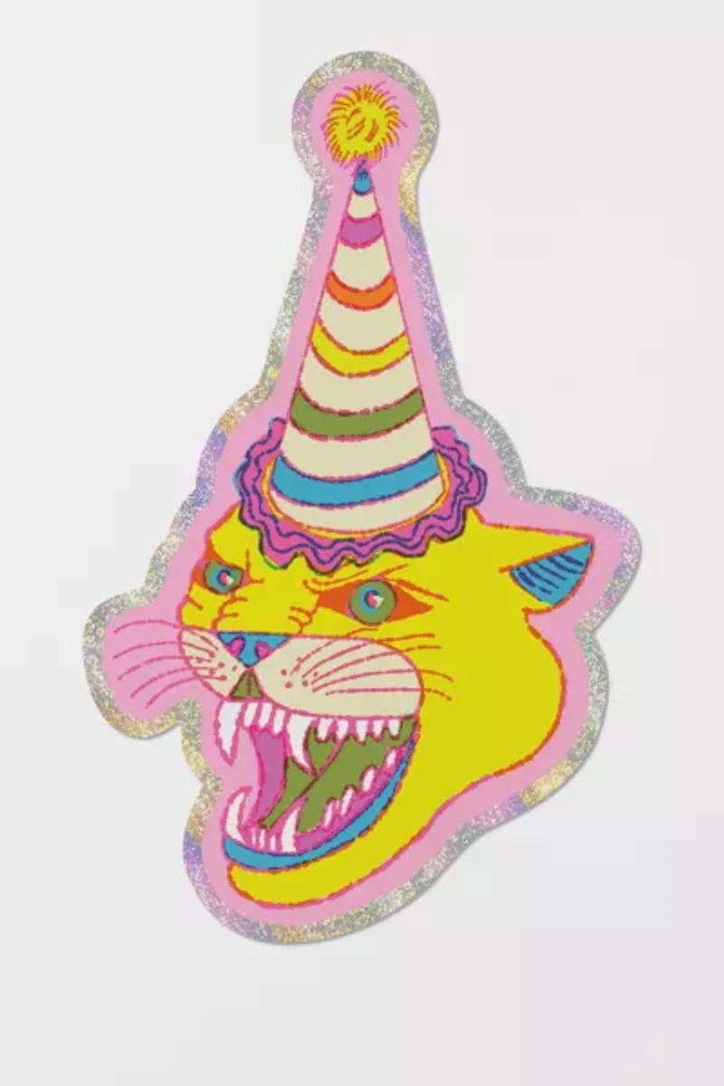 Red Cap Party Hat Cat Sticker