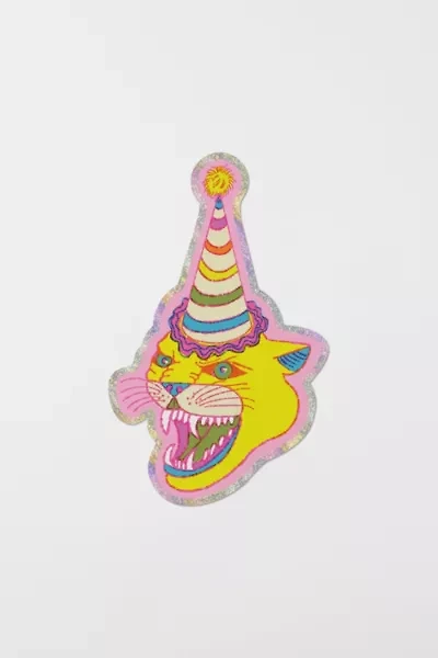 Red Cap Party Hat Cat Sticker