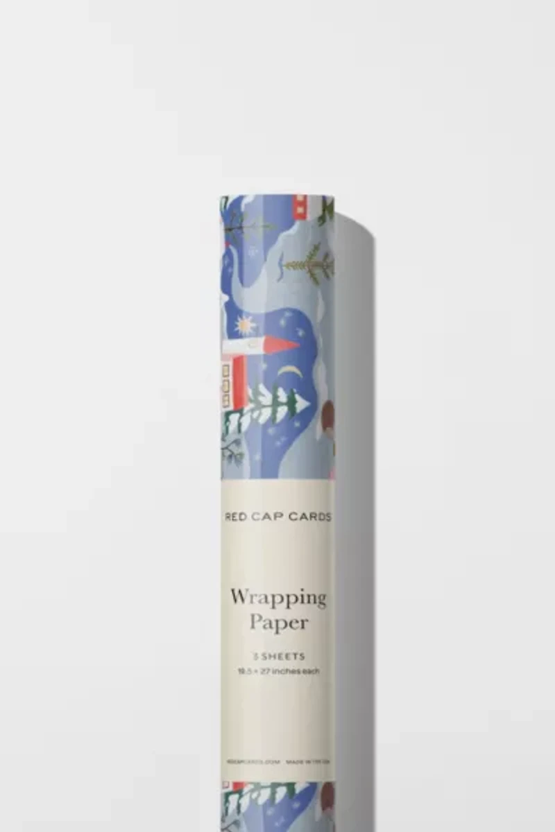 Red Cap Holiday Gnomes Wrapping Paper
