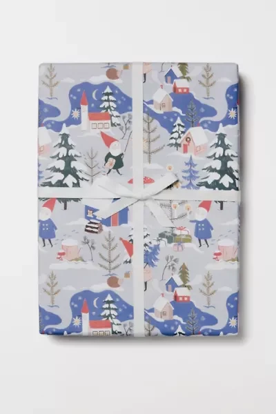 Red Cap Holiday Gnomes Wrapping Paper