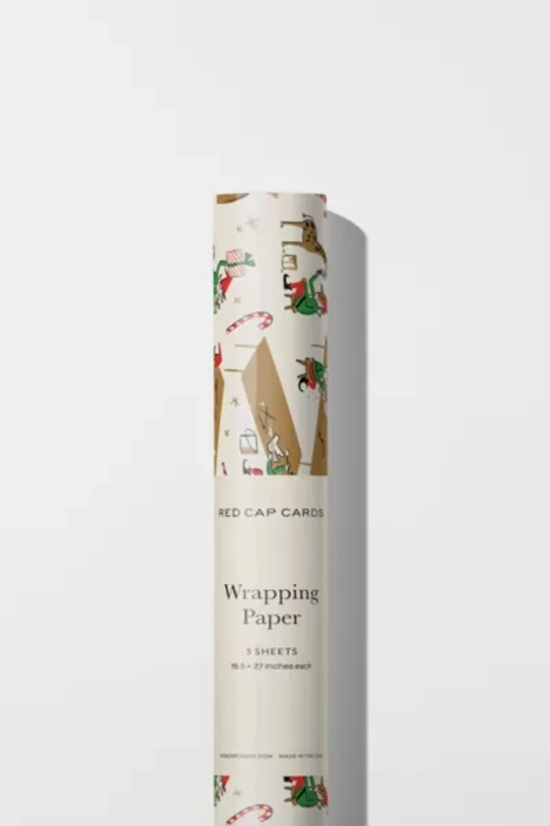 Red Cap Santa's Workshop Holiday Wrapping Paper