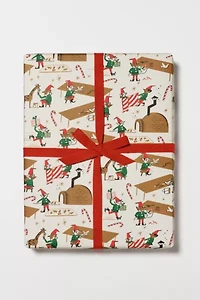 Red Cap Santa's Workshop Holiday Wrapping Paper