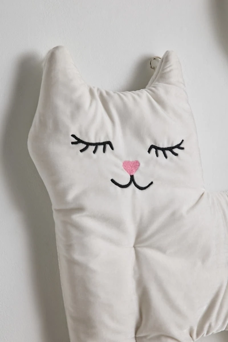 Cassandra Cat Velvet Floating Headboard