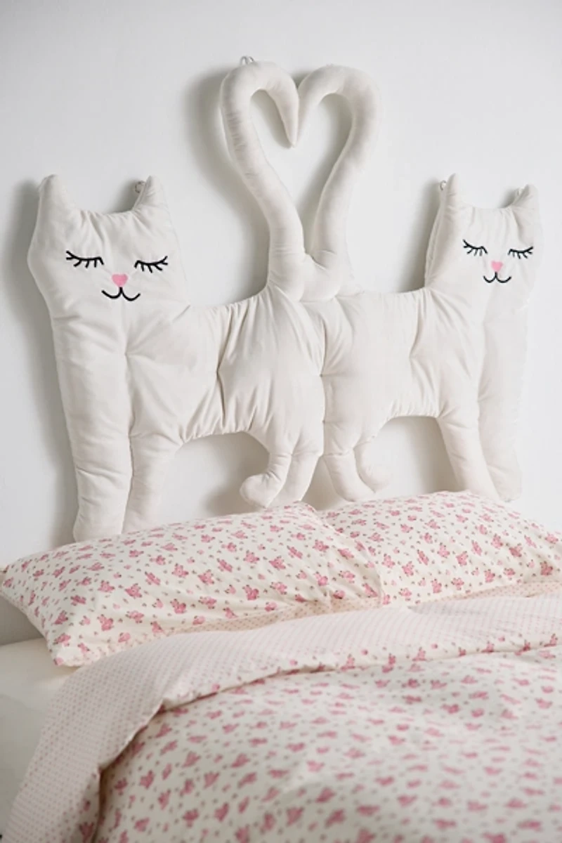 Cassandra Cat Velvet Floating Headboard