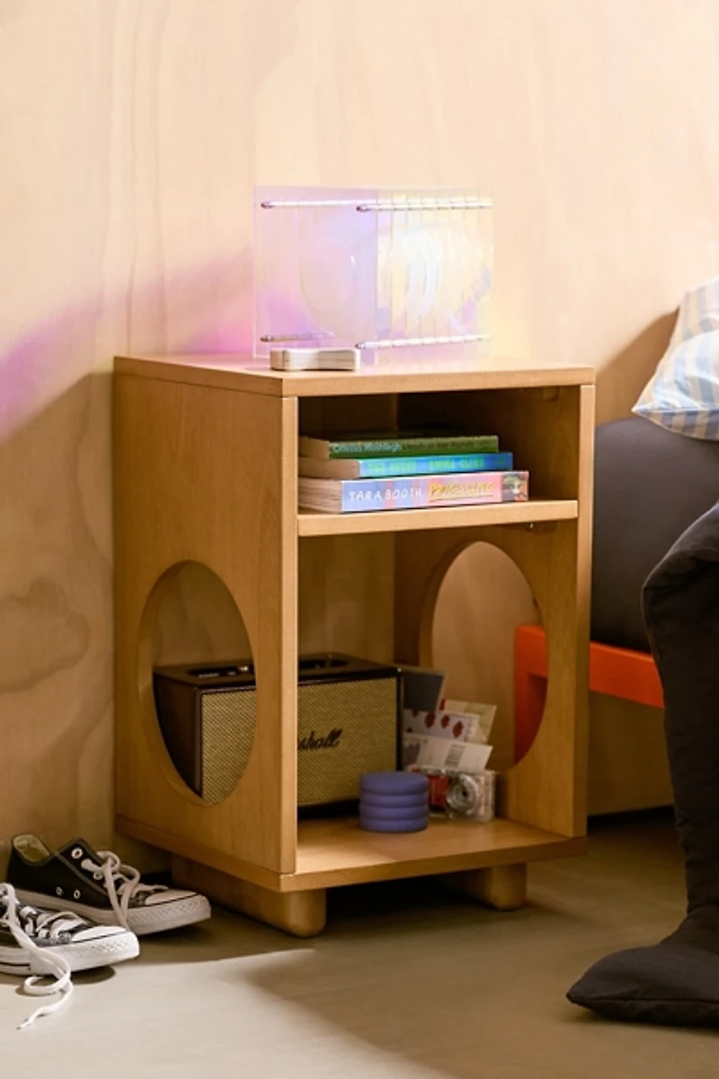 Frankie Circle Cutout Storage Nightstand