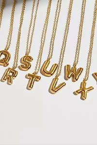 The M Jewelers Bubble Letter Block Pendant Necklace