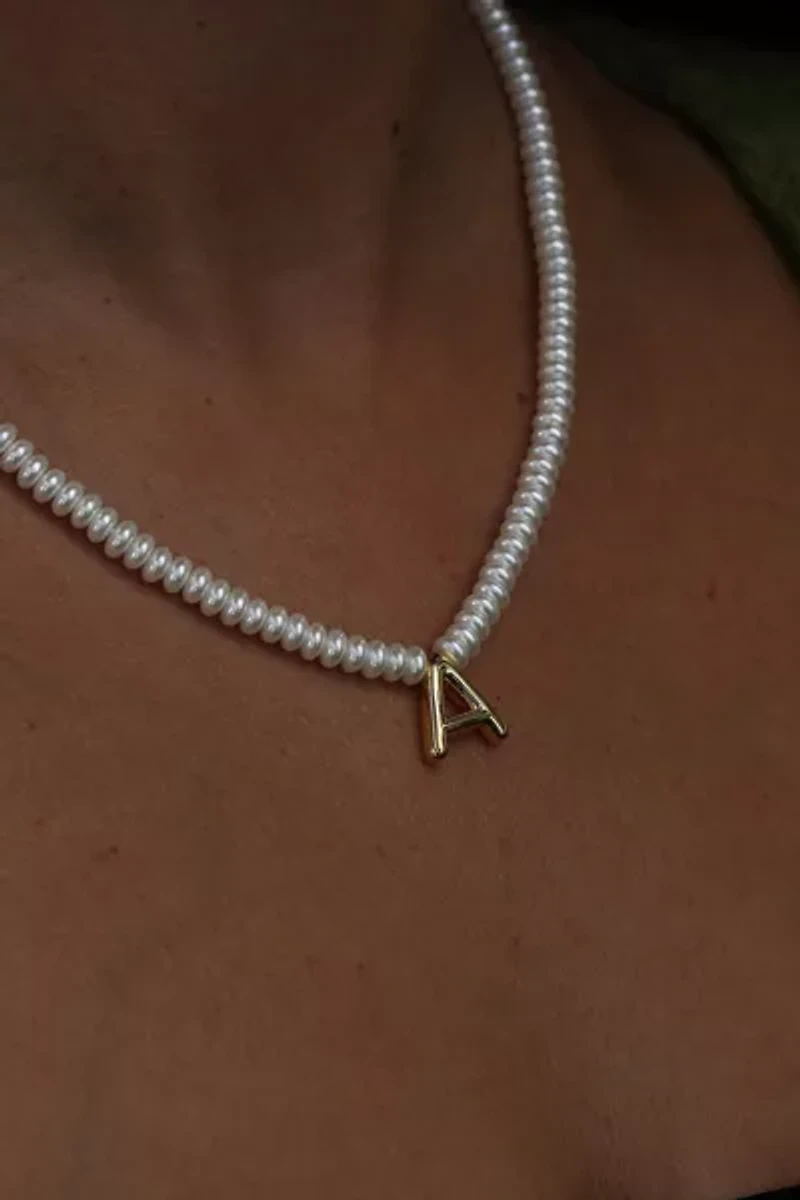 The M Jewelers Pearl Bubble Letter Necklace
