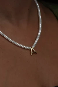 The M Jewelers Pearl Bubble Letter Necklace