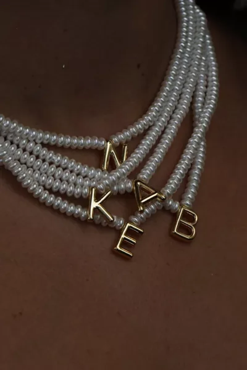 The M Jewelers Pearl Bubble Letter Necklace