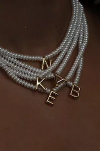 The M Jewelers Pearl Bubble Letter Necklace