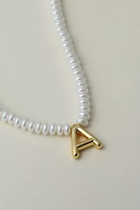 The M Jewelers Pearl Bubble Letter Necklace
