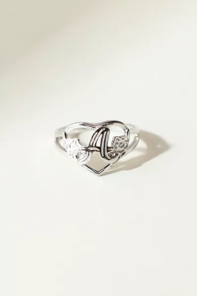 The M Jewelers Silver Cutout Flower Heart Letter Ring