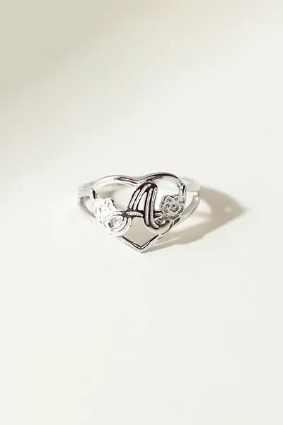 The M Jewelers Silver Cutout Flower Heart Letter Ring