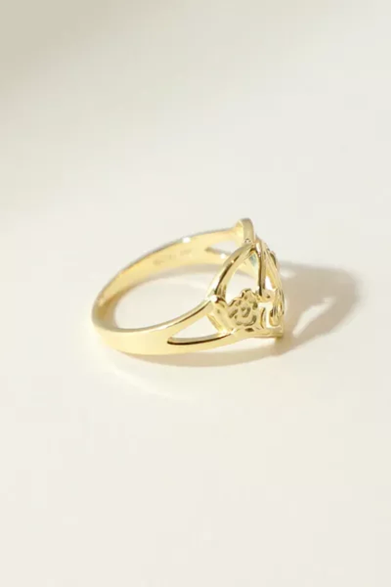 The M Jewelers Gold Cutout Flower Heart Letter Ring