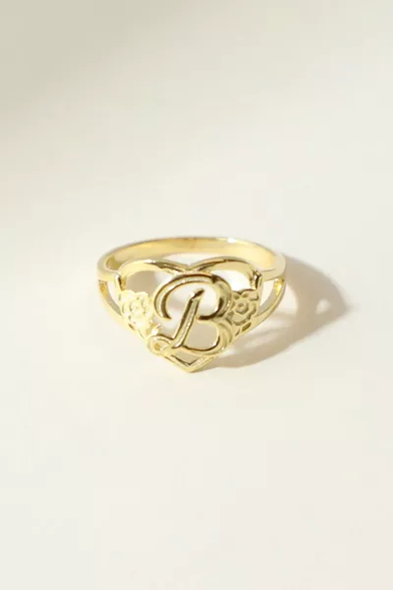 The M Jewelers Gold Cutout Flower Heart Letter Ring
