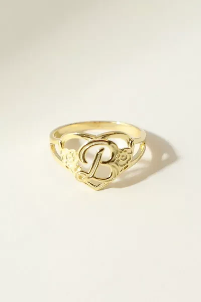 The M Jewelers Gold Cutout Flower Heart Letter Ring