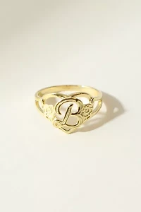 The M Jewelers Gold Cutout Flower Heart Letter Ring