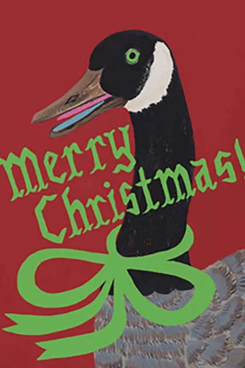 Red Cap Christmas Goose Holiday Card