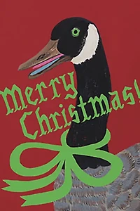 Red Cap Christmas Goose Holiday Card