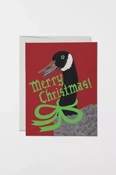 Red Cap Christmas Goose Holiday Card