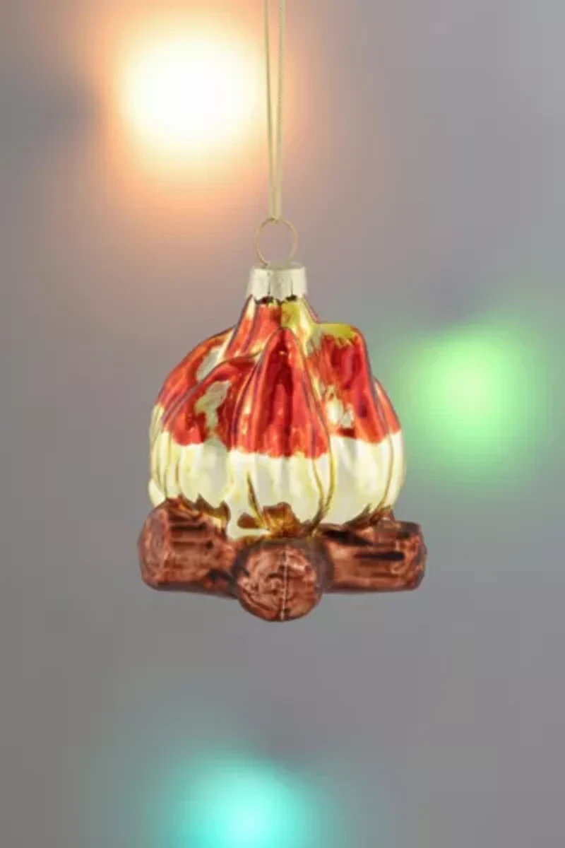 Northlight Log Campfire Glass Ornament