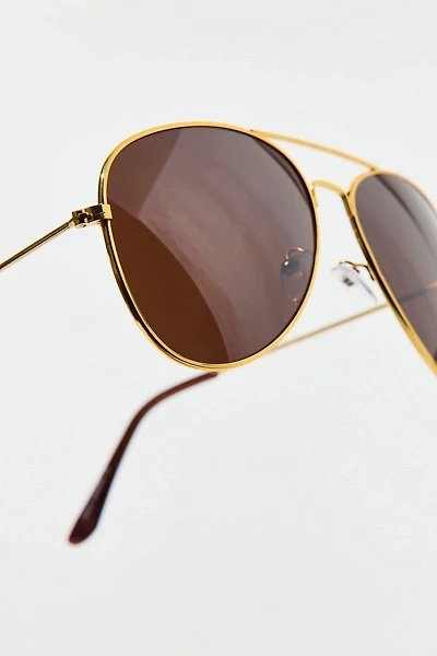 Vintage By UO Flight Aviator Gold Sunglasses