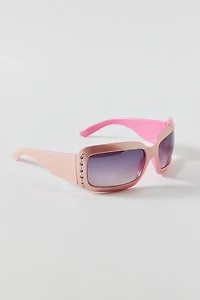 Vintage By UO High Profile Pink Rhinestone Sunglasses