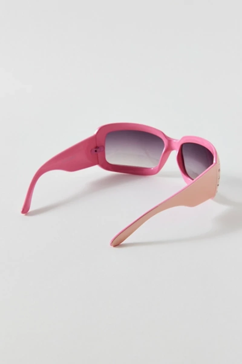 Vintage By UO High Profile Pink Rhinestone Sunglasses