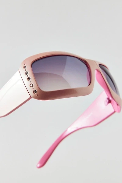 Vintage By UO High Profile Pink Rhinestone Sunglasses