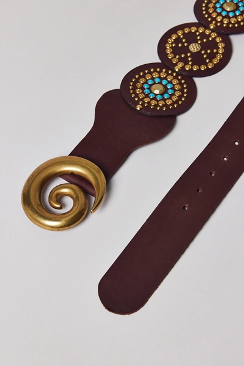Statement Swirl Studded Leather Belt