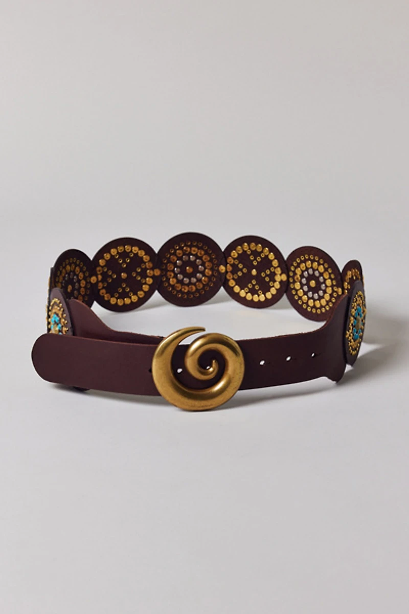 Statement Swirl Studded Leather Belt